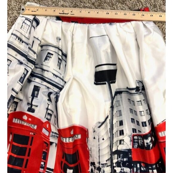 Face & Face Women Nostalgic Y2K NY Travel Telephone Booths Silky Pleaded Skirt L - Picture 5 of 8